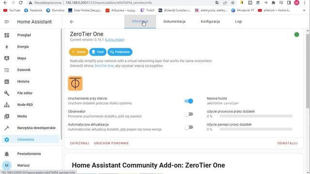 Home Assistant I ZeroTier  One– Zdalny Dostęp Bez Zewnętrznego IP