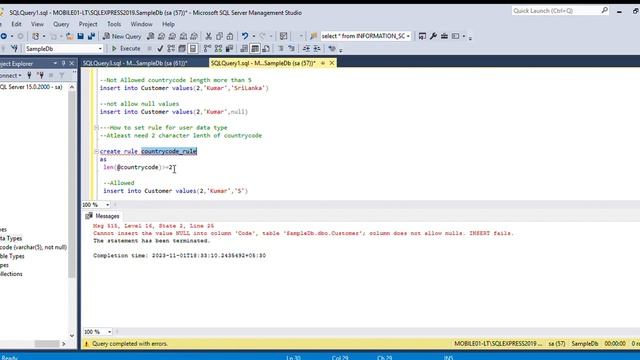 How to create User Defined Datatypes in Sql