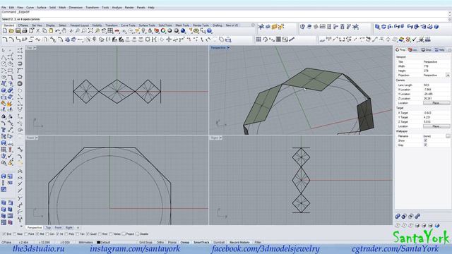 Простое кольцо в программе Rhino. Easy Ring in Rhinoceros. 1. #SantaYork