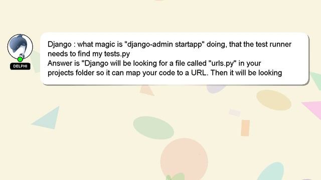 Django : what magic is "django-admin startapp" doing, that the test runner needs to find my tests.p смотреть онлайн