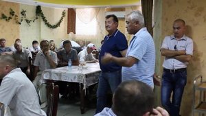 Раиль Сарбаев и Народный артист РБ Расуль Карабулатов на встрече с избирателями Кугарчинского район