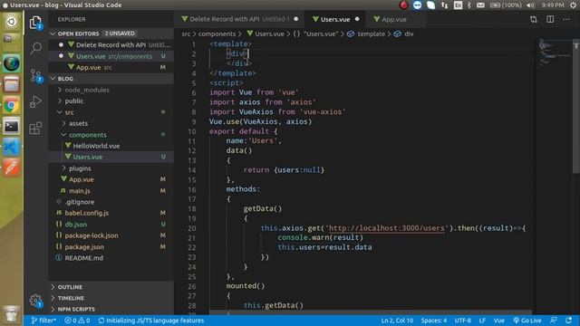 Vue js tutorial for Beginners #25 Delete data with API | delete method