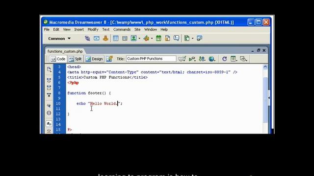 PHP Misc. Closed Captioned - Creating Custom PHP Functions Part 1