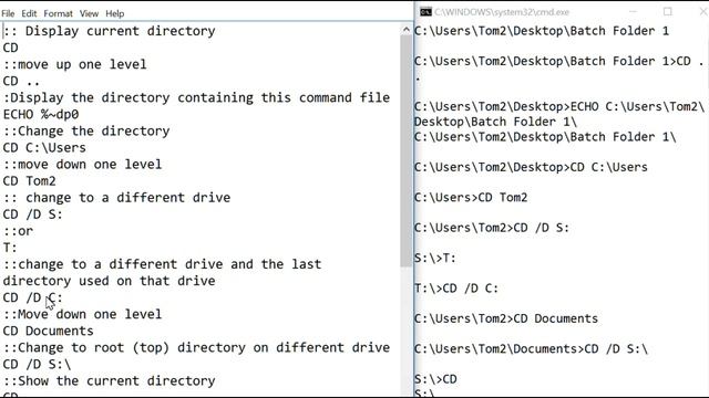 Create & Execute Windows Command Files   Current Directory