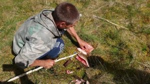 Как разделывают щуку Ханты. Щука на углях.