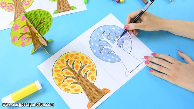 Four Seasons Tree Craft With Template - paper crafts ideas смотреть онлайн