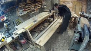 Плюшкин делает лавку со спинкой из дерева  с размерами столярка в гараже