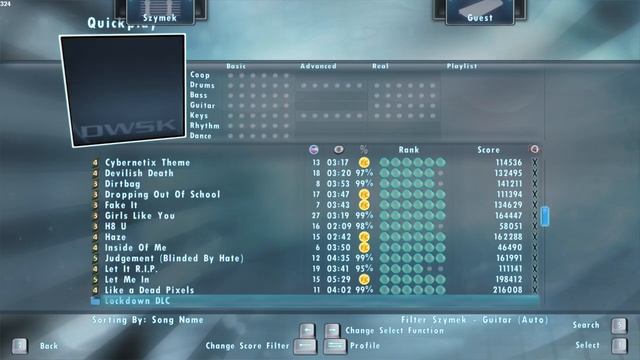 Phase Shift setlist scroll