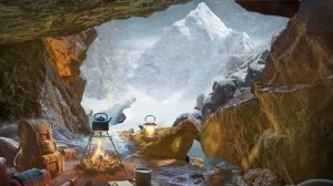 Отдых в пещере под звуки метели и костра