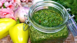 Вкусно к мясу и к любому блюду. Ароматная и полезная Зеленая Аджика на зиму без Варки.
