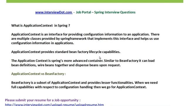 what is bean factory java spring interview questions interviewdot смотреть онлайн