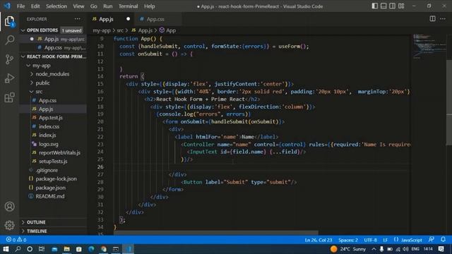 React Hook Form Validation With PrimeReact