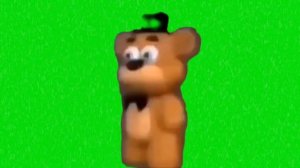 плюшевый мишка Фредди танцует на зелёном фоне