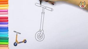 How to draw a scooter? Как нарисовать самокат? Cómo dibujar un scooter?