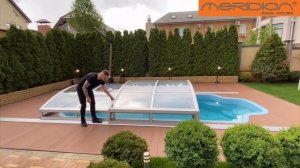 Раздвижное накрытие для бассейна из поликарбоната и алюминия от ТМ Meridian