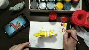 Роспись глиняной игрушки. Филимоновская роспись гуашью.