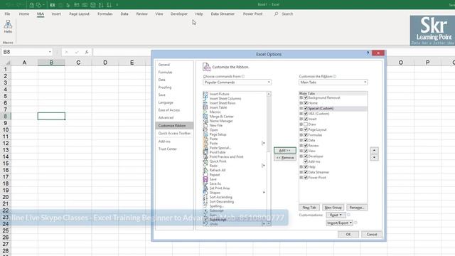 Excel in Hindi - How to Customizing the Ribbon bar #SkrLearningPoint