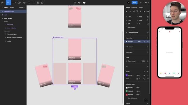 Tinder Card Swipe with Interactive Components | Figma Advanced Prototyping