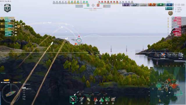 Cruiser Minotaur: Tense on map Shatter - World of Warships смотреть онлайн