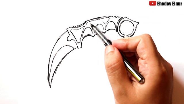 Как нарисовать Нож Керамбит | Уроки рисования смотреть онлайн