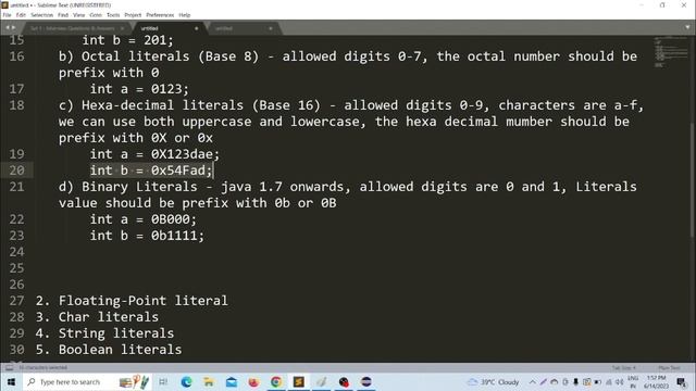 Java Tutorial For Beginners | Literals in Java