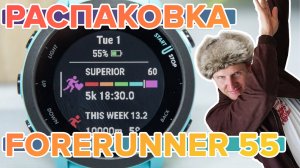 Распаковка Часов Garmin Forerunner 55 Бирюзовые Обзор комплектации