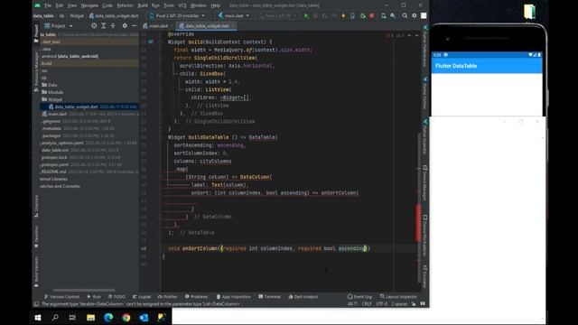 20- Flutter Sorting DataTable
