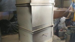 Теплоизоляция буферной ёмкости для твердотопливного котла пенополиуретаном.