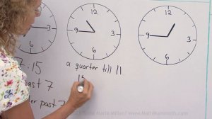 Telling time - quarter till and quarter past (3rd grade math)