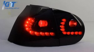 LITEC LED Taillights for VW Golf 5 V  Black/Smoke with Dynamic Sequential Turning Light by KiTT