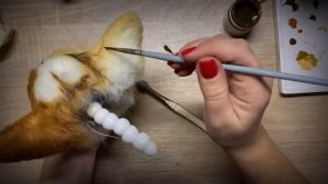 Тонировка головы корги. Реалистичная игрушка.