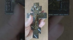 Напрестольный старообрядческой медный крест 19го века.