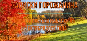 Охота. Рыбалка. Новости на 27 октября 2022 года