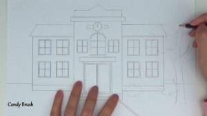 How To Draw A School Building in One Point Perspective | Step By Step
