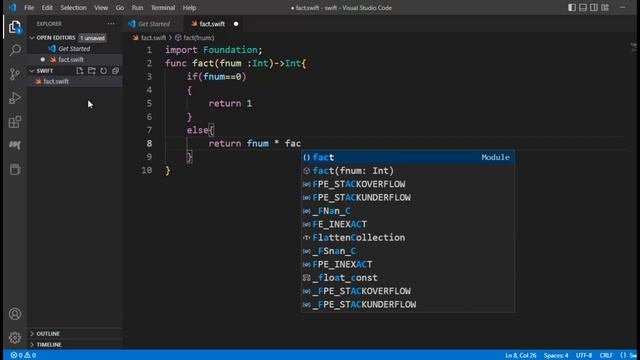 HOW TO FIND FACTORIAL USING RECURSIVE FUNCTION IN SWIFT