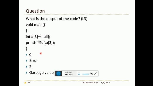 Embedded C Programming Interview Readiness - Session 3 - Arrays (Objective Questions)