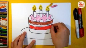 Как нарисовать Торт, Урок рисования для детей от 3 лет Раскраска для детей
