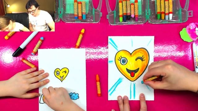 Сердечко Смайлик Эмоджи рисуем Валентинку для детей