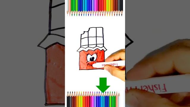 Как нарисовать БЫСТРО ШОКОЛАДКУ ДЛЯ ДЕТЕЙ / How to draw FAST CHOCOLATE FOR KIDS . #Shorts