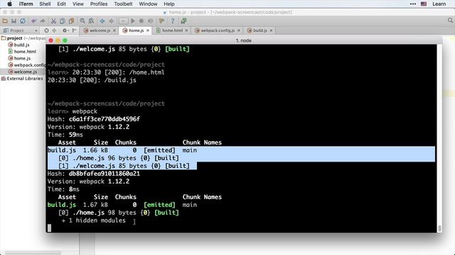 Webpack 2.3 Простая сборка - Пересборка при изменениях