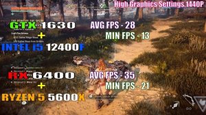 GTX 1630 + INTEL i5 12400F vs RX 6400 + RYZEN 5 5600X || PC GAMES TEST ||