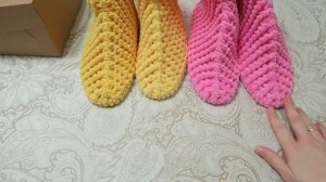 Домашние тапочки из плюшевой пряжи Обзор готовых работ