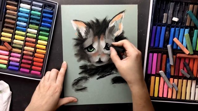 КОШКА ПАСТЕЛЬЮ • Поэтапное рисование для начинающих • Как рисовать пастелью • Как нарисовать котенк смотреть онлайн