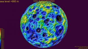 Ceres, Southern Hemisphere, fictional sea level change 10000 - -8000 m, fast