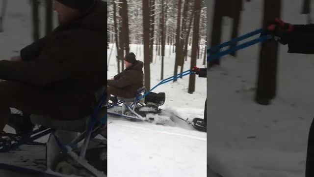 Снегоход хаски.Модернизирован для поездки в двоём.