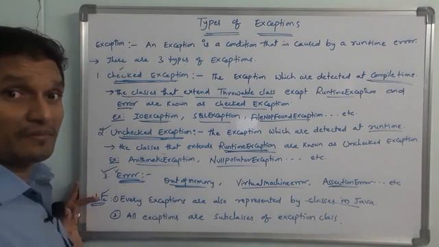 Types of Exceptions in Java | Exception Class Hierarchy in Java | Exception Handling | Java | Telug