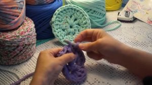 Подставки под горячее из трикотажной пряжи ,вязание крючком( С №13)