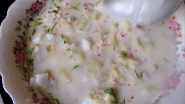 Утро в деревне!Первый урожай.Окрошка с редиской.