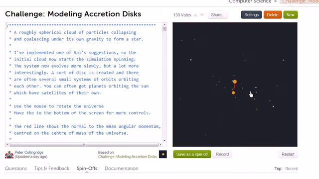 Accreting mass due to gravity simulation Модель увеличения массы под воздействием гравитации смотреть онлайн