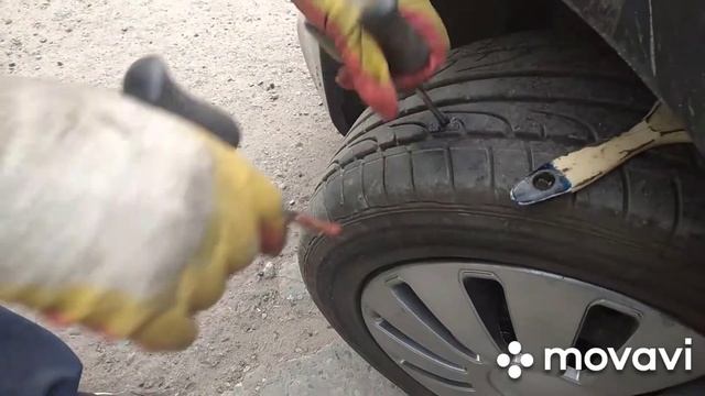 Ремонт прокола шины жгутом без снятия колеса
